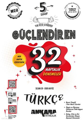Ankara Yayıncılık 5. Sınıf Güçlendiren 32 Haftalık Türkçe Kazanım Denemeleri - 1