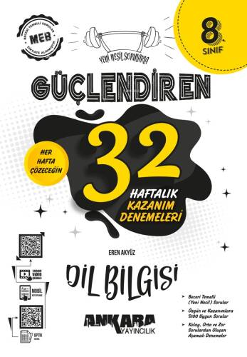 Ankara Yayıncılık 8. Sınıf Güçlendiren 32 Haftalık Dil Bilgisi Kazanım Denemeleri - 1
