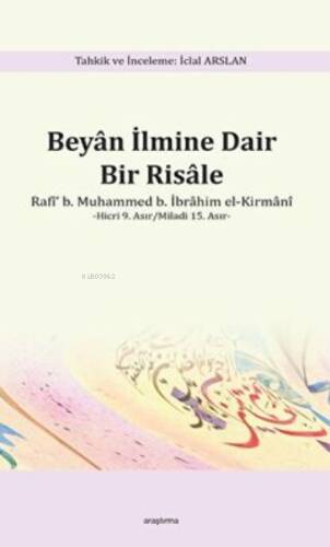 Beyan İlmine Dair Bir Risâle /İclal ARSLAN - 1