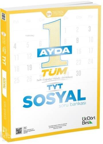 Üç Dört Beş Yayıncılık 1 Ayda Tüm TYT Sosyal Soru Bankası - 1