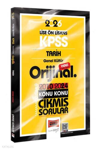 Yargı Yayınları 2026 KPSS Lise-Önlisans Tarih Orijinal 2010-2024 Konu Konu Çıkmış Sorular - 1