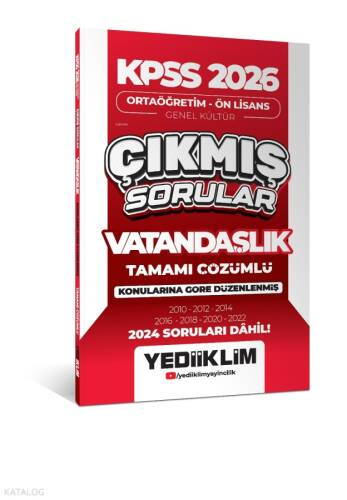 Yediiklim 2026 KPSS Ortaöğretim Ön Lisans Genel Kültür Vatandaşlık Tamamı Çözümlü Çıkmış Sorular(2024 Soruları Dahil) - 1