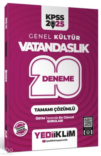 Yediiklim Yayıncılık 2025 KPSS Genel Kültür Vatandaşlık Tamamı Çözümlü 20 Deneme - 1