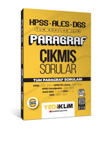 Yediiklim Yayınları 2025 KPSS ALES DGS Tüm Adaylar İçin Paragraf Tamamı PDF Çözümlü Çıkmış Sorular - 1