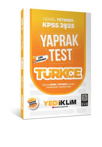 Yediiklim Yayınları 2025 KPSS Genel Yetenek Türkçe Çek Kopart Yaprak Test - 1