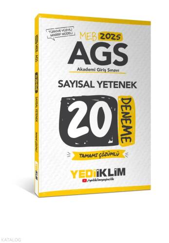 Yediiklim Yayınları 2025 MEB AGS Sayısal Yetenek Tamamı Çözümlü 20 Deneme - 1