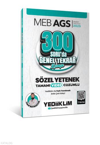 Yediiklim Yayınları 2025 MEB AGS Sözel Yetenek 300 Soruda Tamamı Video Çözümlü Genel Tekrar Kampı - 1