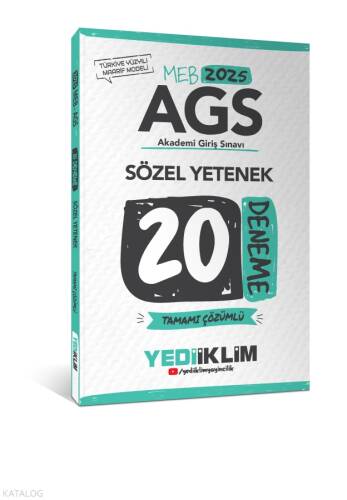 Yediiklim Yayınları 2025 MEB AGS Sözel Yetenek Tamamı Çözümlü 20 Deneme - 1