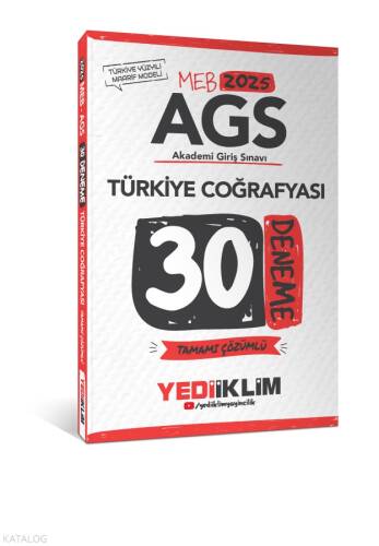 Yediiklim Yayınları 2025 MEB AGS Türkiye Coğrafyası Tamamı Çözümlü 30 Deneme - 1