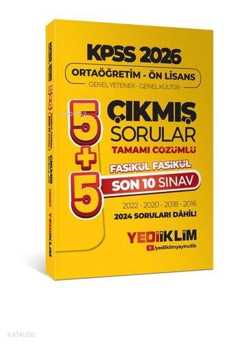 Yediiklim Yayınları 2026 Ortaöğretim-Önlisans Genel Yetenek Genel Kültür 5+5 Tamamı Çözümlü Son 10 Sınav Fasikül Fasikül Çıkmış Sorular(2024 Soruları Dahil) - 1